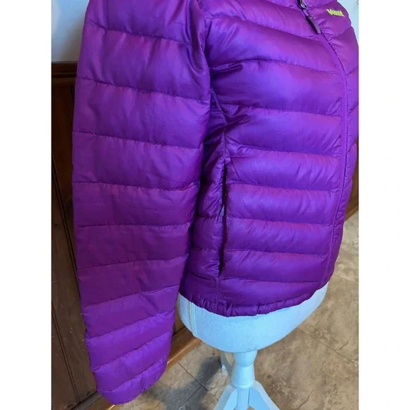 Marmot Womens 700 Fill Down Jena Jacket Purple Lime Green Lightweight Size XS - Picture 3 of 14